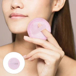 Soft Beauty Tool – 2pcs Round Powder Puff with Strap for Applying Loose Powder, Foundation Powder, Body Powder, Mineral Powder and More