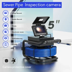 512Hz Transmitter Pipe Inspection Camera System with 5 inch IPS Monitor and DVR Function for Sewer Drain Pipe Inspection