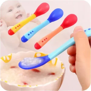 Waterproof and Safe Baby Feeding Spoons with Extended Handle for Parents to Feed Their Little Ones