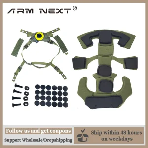 Wendy Tactical Helmet Suspension System with Knob Adjustment and Nylon Webbing Leather Chin Strap