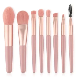 Complete 8Pcs Makeup Brush Set for Flawless Application of Foundation, Blush, Concealer, Powder and Eye Shadow Cosmetics