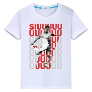 Cristiano Ronaldo Kids Summer Wear Collection – White Short Sleeve Casual Fashion T-Shirts for Boys and Girls