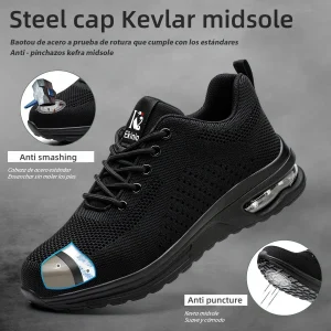 Breathable Steel Toe Work Safety Shoes for Men and Women with Anti-Puncture Protection and Slip-Resistant Outsole