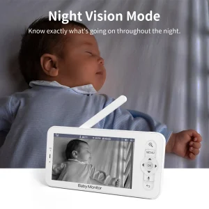 HD 5 Inch LCD Baby Monitor with Two-Way Talk, Night Vision, Lullabies, and SD Card Recording for Remote Baby Care