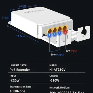 Industrial Grade 4 Port IP55 Waterproof POE Repeater Extender 100/1000Mbps Network Switch for IP Camera and Wireless Access Point