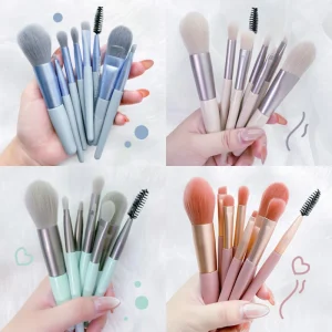 Professional 8 Piece Unicorn Mini Travel Makeup Brush Set for Foundation Face Powder Blush Eyeshadow Lip Makeup Application