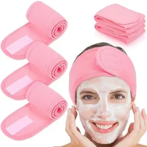 Soft Bacteriostatic Spa Facial Headband for Makeup Hair Styling and Washing with Self Adhesive Tape Design