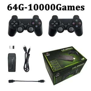 Linux Retroarch Game Console System with Wireless Gamepad, 10000 Built-in Retro Games, 64GB Storage, and Multi-Language Support for PS1, GBA, and FC Emulation