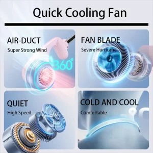 Wearable 360 Rotating Air Conditioning Fan with Rechargeable Battery for Hot Summer Days