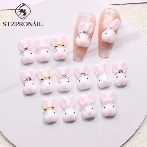 3D Acrylic Halloween Rabbit Nail Charms Kawaii Cartoon Rabbit Manicure Gems DIY Decoration Accessories