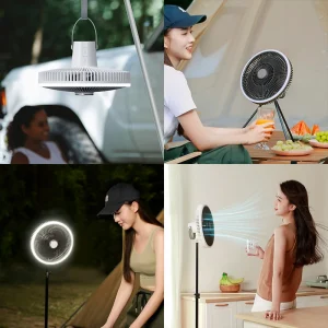 10000mAh Portable Rechargeable Camping Ceiling Fan with LED Lighting and Remote Control for Outdoor and Indoor Use