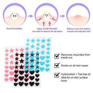 Invisible Acne Pimple Patch, Cartoon Design Hydrocolloid Stickers for Quick Healing and Makeup Concealer, Gentle and Non-Irritating