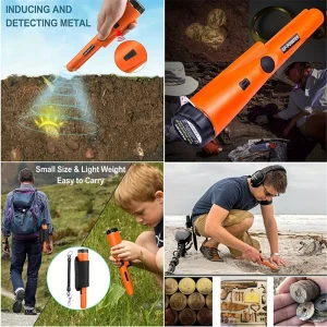 Waterproof Handheld Metal Detector with LED Light Display and Positioning Rod for Effective Treasure Hunting