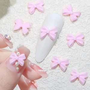 Pink Bow Tie Nail Decorations Accessories for Nail Art Design and DIY Supplies