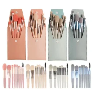 Cosmetic Makeup Brushes Kit with 8 Essential Tools for Beauty and Blending