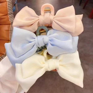 Solid Color Ribbon Hair Clip Fashion Accessories for Women and Girls Korean Version Butterfly Satin Hair Pin