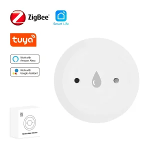 Zigbee 3.0 Water Immersion Detector for Real-Time Leak Detection and Alert System with Smart Home Automation Compatibility