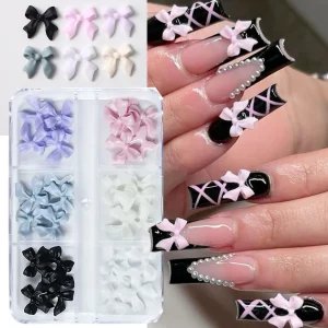 Kawaii 3D Mini Bow Nail Art Charms Matte Finish Butterfly Nail Decorations DIY Resin Accessories