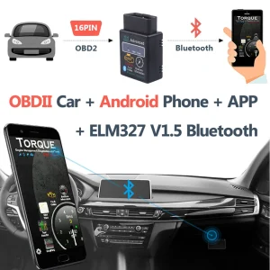 Bluetooth OBD2 Scanner V1.5 & V2.1 Mini Elm327 Code Reader for Android with 16 Pin Interface Adapter