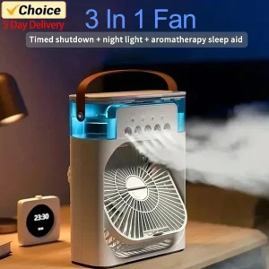 Portable 3 In 1 Personal Air Conditioner Fan and Humidifier with 7 Color LED Night Light for Home Office Desktop