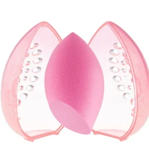 Pink White Beauty Egg Holder, Travel Makeup Sponge Storage Box with Hollow Design for Easy Drying and Hygiene