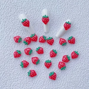 10 Pcs Cartoon Style Resin Fruit Nail Art Decorations 3D Sweet Fruit Designs Cherry Strawberry Watermelon for Press on Nails