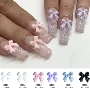 Kawaii 3D Mini Bow Nail Art Charms Matte Finish Butterfly Nail Decorations DIY Resin Accessories