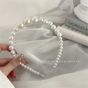 Pearl Embellished Rose Pattern Hair Headbands for Party Anniversary Birthday Gift, Alloy Metal Hairhoop Accessories for Women and Teen Girls