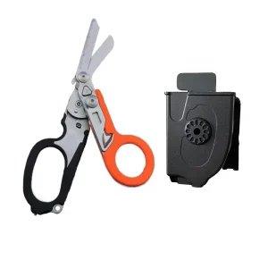 Compact Folding Scissor Combo with Bottle Opener, Metal Cutter, Safety Hammer, and Seatbelt Cutter for Extreme Adventures