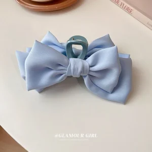 Long Ribbon Hair Accessories for Women and Girls Korean Style Solid Color Satin Butterfly Hair Clip