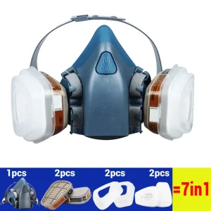 Professional Grade P100 Respiratory Mask for Industrial Work and Painting Spray Applications with 7 in 1 Protection Kit