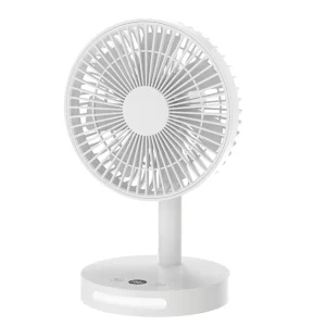 New Mini Desk Air Fan with Night Light, 5 Speeds, and USB Rechargeable 3600mAh Battery for Strong Wind