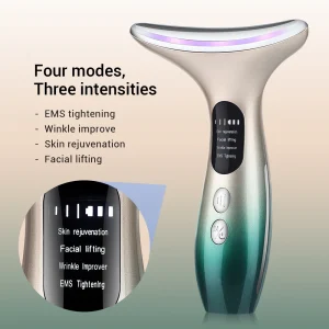 Professional Neck and Face Lifting Massager with 4 Modes, 3 Intensity Adjustments, and Hot Compress Function for Skin Rejuvenation and Tightening at Home