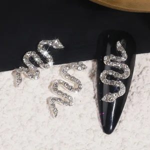 10 Piece Set Luxury 3D Gothic Zodiac Snake Rhinestone Metal Nail Art Jewelry for Nail Decoration and Beauty Accessories