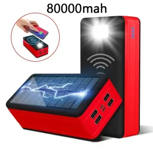 200000mAh Solar Powered Wireless Charging Battery Pack for Fast Charging Mobile Phones and Tablets on The Go