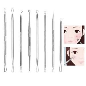 Dual Head Precision Acne Removal Kit for Blackheads Whiteheads and Pimples Stainless Steel Pimple Extractor Tool for Skin Care