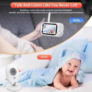 Wireless Baby Monitor System with 3.5 Inch Screen, Night Vision, Temperature Monitoring, and 2-Way Audio for Baby Safety and Security