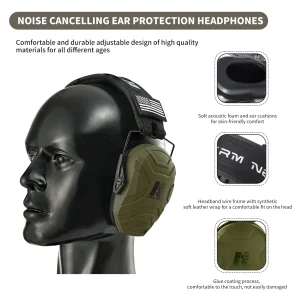 Noise Canceling Tactical Headphones for Gun Range and DIY Projects – Comfortable Ear Muffs for Hearing Protection and Noise Reduction with ABS and Metal Frame