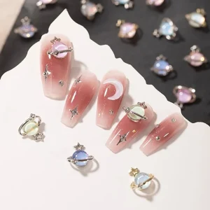 20PCS 3D Aurora Planet Nail Art Rhinestones Decorations for Girls DIY Crafts and Nail Beauty Accessories