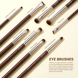 Jessup 15 Piece Brown Makeup Brush Set: Premium Synthetic Face and Eye Brushes for Everyday and Professional Makeup Artists