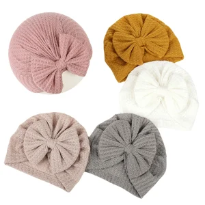 Newborn Baby Hospital Hat with Big Bow Knot Turban Beanie Cap for 0-6 Months Infants