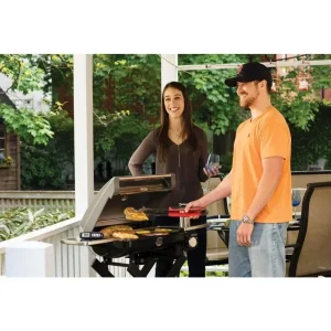 Outdoor Barbecue Accessories – Roll-Away 240 Square Inch Stainless Steel Gas Grill with Temperature Control, Folding Shelves and Drip Tray for Easy Cleanup