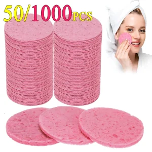 Natural Wood Pulp Compressed Face Wash Puffs for Gentle Facial Cleansing and Makeup Removal