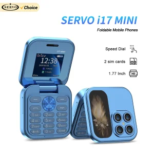 Mini Flip Cellphone SERVO i17 with Dual SIM Card Slots and 1.77 Inch HD Screen 2G NetworkSupport with Flashlight FM Radio and Video Player