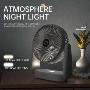 New 2024 Hanging Rotatable Fan with USB Charging and Warm Night Light for Bedroom Desk