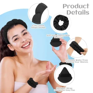 Face Washing Essentials Kit: 6 Piece Set of Spa Headbands, Hair Ties, Wristbands, and Hair Clips for Beauty Enthusiasts