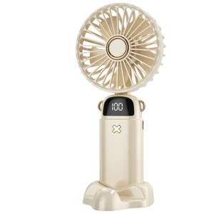 Compact 5-Speed Personal USB Desk Fan with 90-Degree Foldable Design and Cell Phone Holder for Home and Office Use