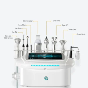 Multifunctional Oxygen Jet Facial Device with Ultrasonic Wave and Micro Electrical Pulse for Skin Energy Activation and Complete Eye Relief Repair