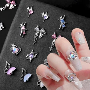 5PCS Professional Nail Jewelry Parts Alloy Love Heart Charms for Nail Art Nail Decoration Supplies