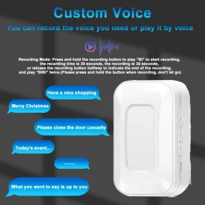 Infrared Sensor Door Chime Alarm with 20 Songs and Custom Voice Recording for Home Security and Welcome System